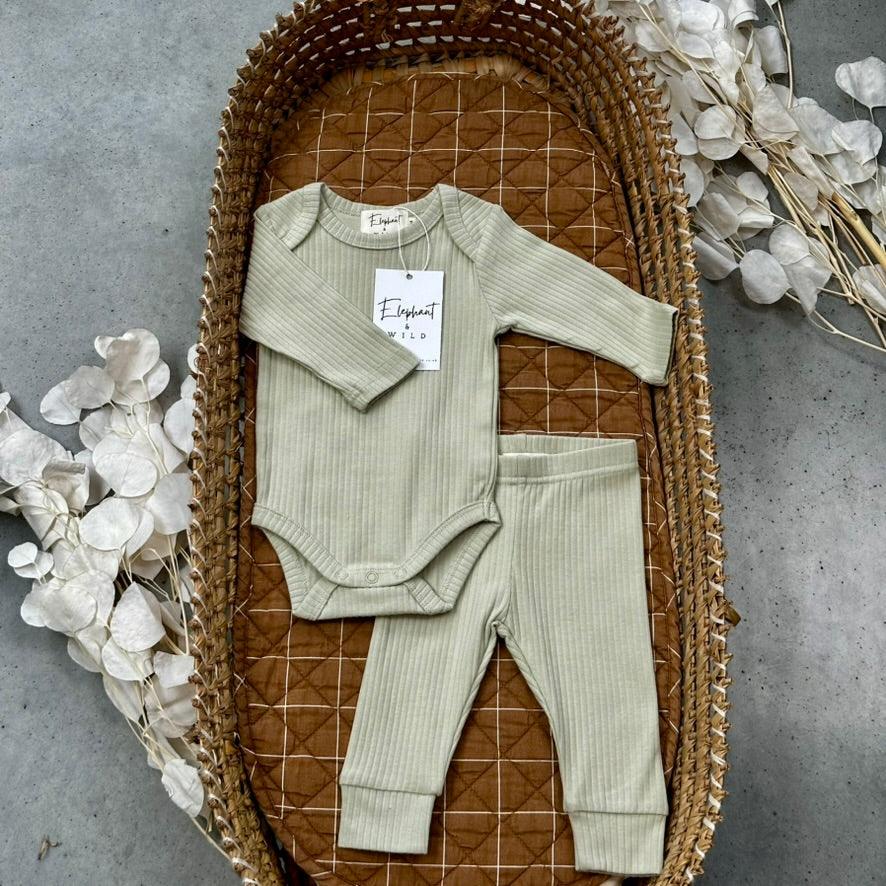 Ribbed Baby Bodysuit & Ribbed Cuffed Leggings - Classic Collection
