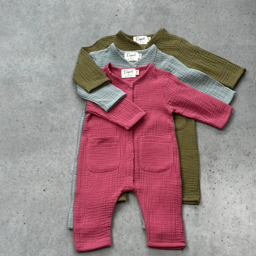 Long Sleeve Muslin Baby Romper - Classic Collection