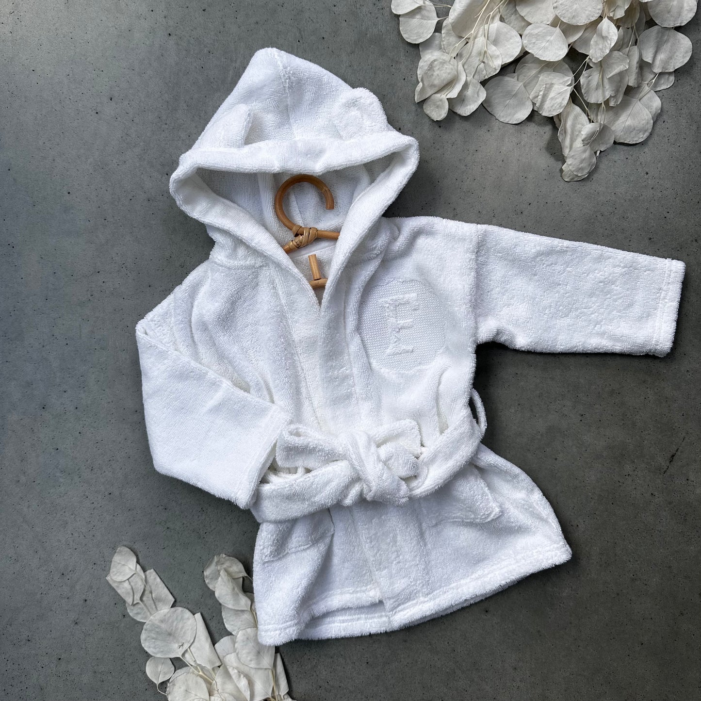 Personalised Organic Cotton Hooded Baby Dressing Gown