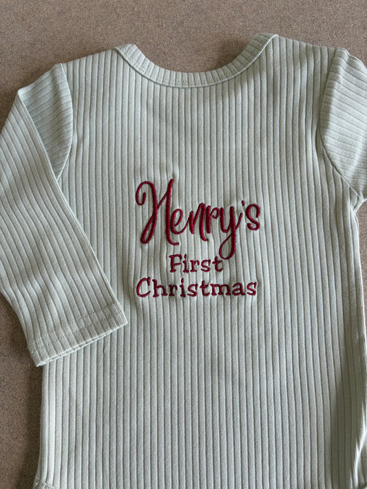 Ribbed Baby Bodysuit & Ribbed Cuffed Leggings -  Christmas Collection